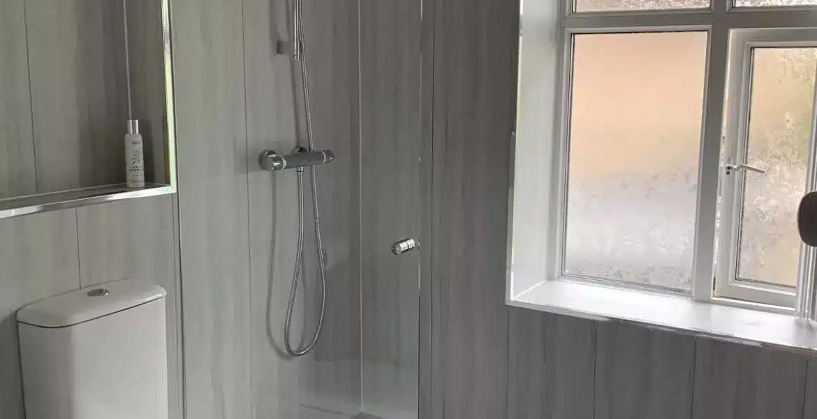 level access shower installation complete
