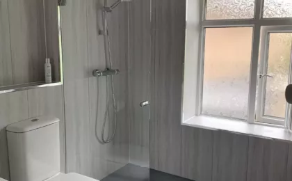 level access shower installation complete