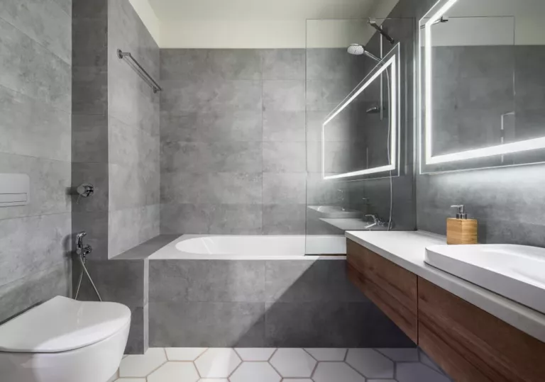 modern grey marble bathroom