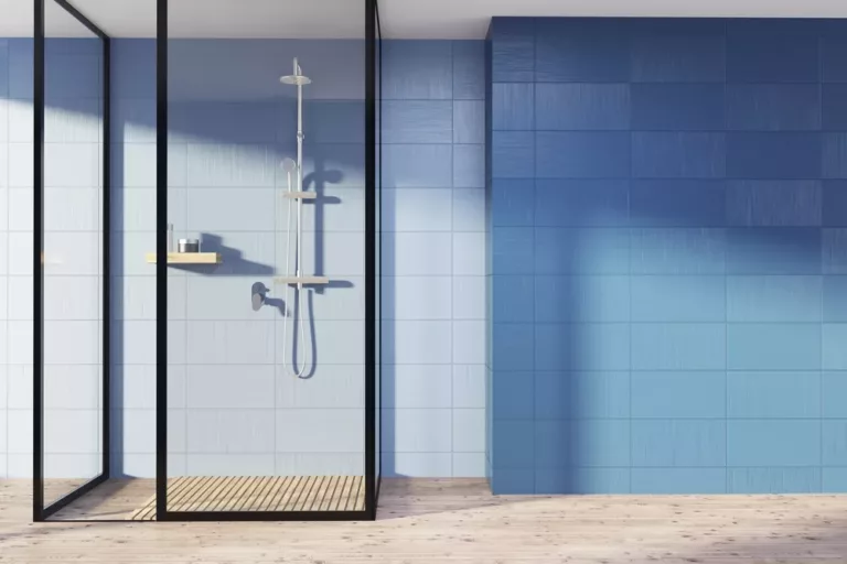 low access shower blue