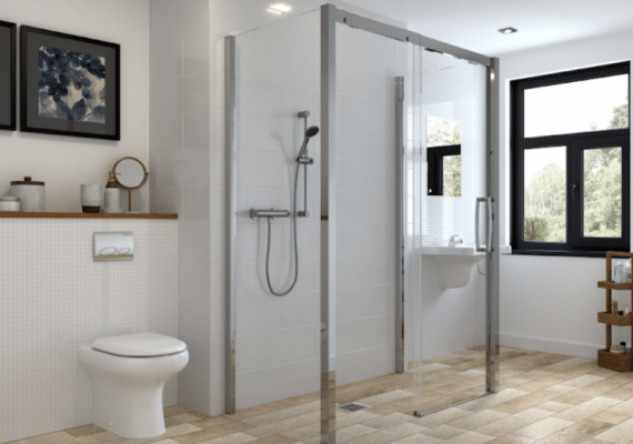 modern glass walk in shower