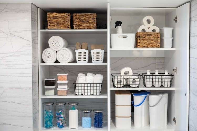 bathroom comfortable storage organising