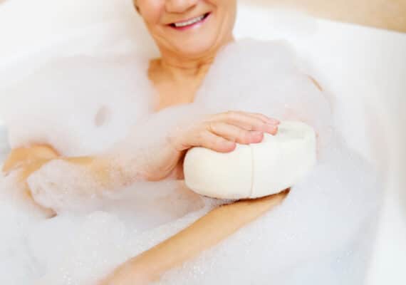 woman relaxing in bath