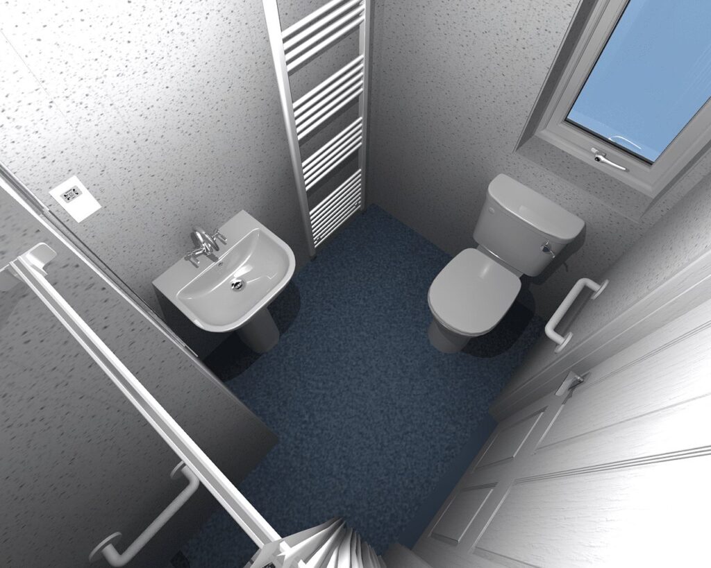 D CAD design of Audrey's new wet room, produced before installation began