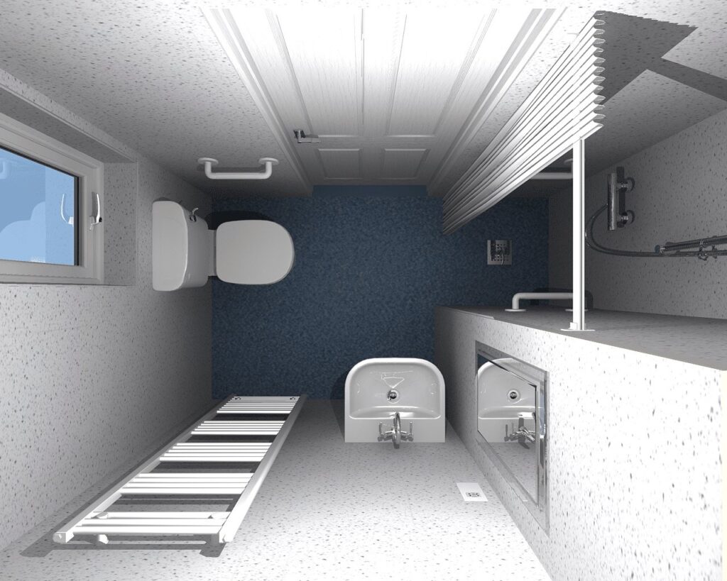 D CAD design of Audrey's new wet room, produced before installation began