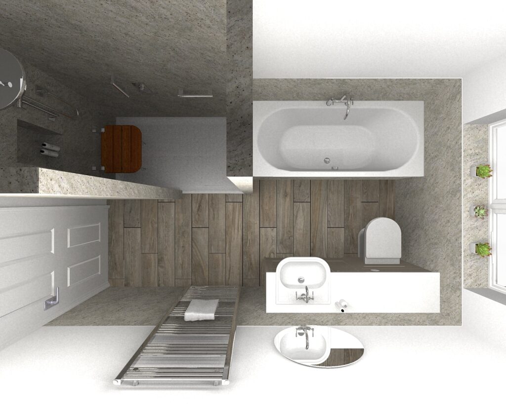 3D CAD design of Stephen's new bathroom, produced before installation began.