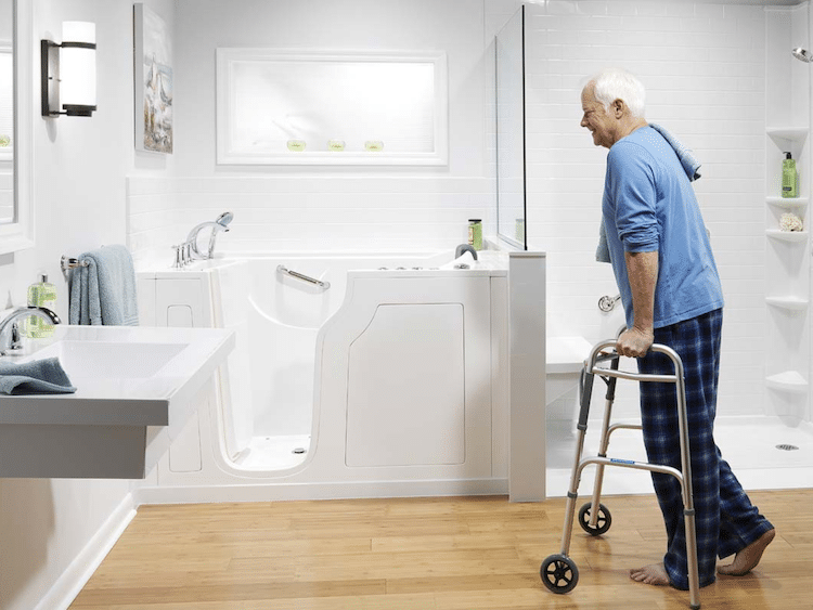 white modern walk in bath wet room