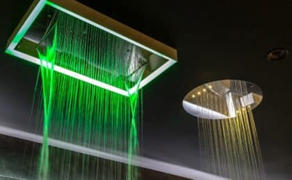 chromotherapy water falling shower heads
