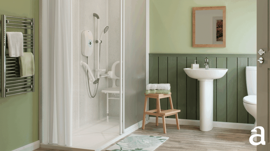 A walk-in shower