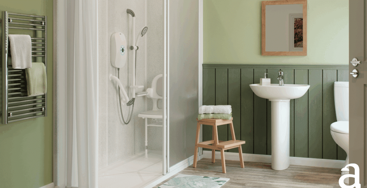 A walk-in shower