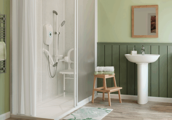 A walk-in shower