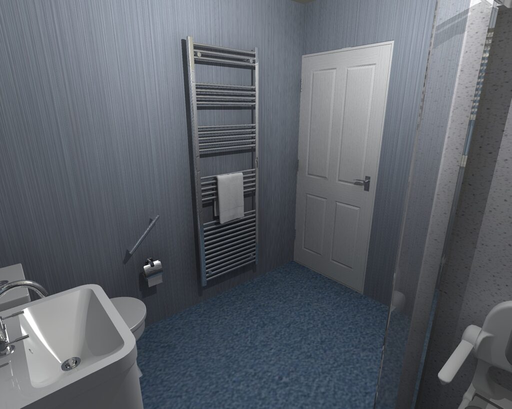 3D CAD design of Bruce's new wet room, produced before installation began