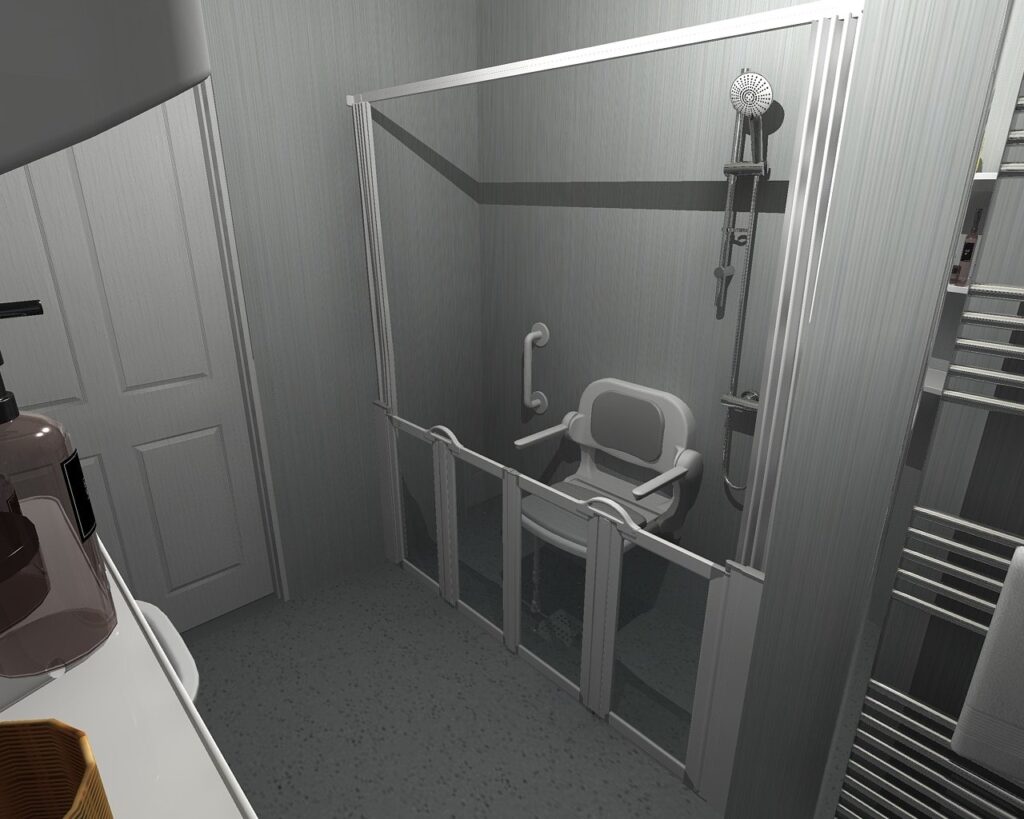3D CAD design of Room 1 at Horsfall House, produced before installation began