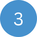 A blue circle with the white number 3 centered inside it on a light background, often used for identifying accessible bathrooms in care homes.