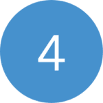A large white number 4 is centered on a solid blue circle with a light gray background, representing accessible bathrooms commonly found in care homes.
