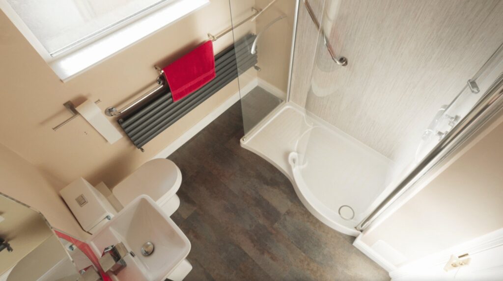 Before photo of Kate's bathroom before wet room installation by Age Care Bathrooms.