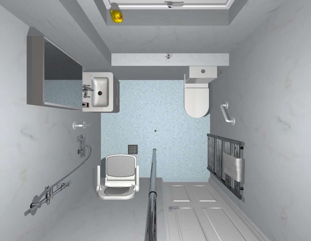 3D CAD design of Dominic's new wet room, produced before installation began