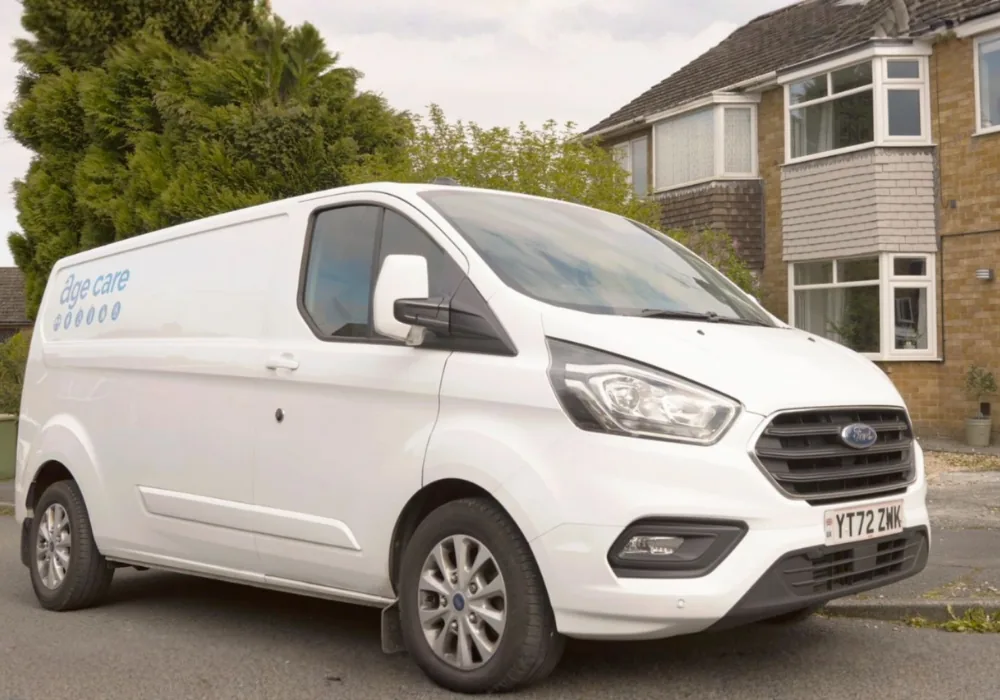 An Age Care Bathrooms Van Outside A Customers House