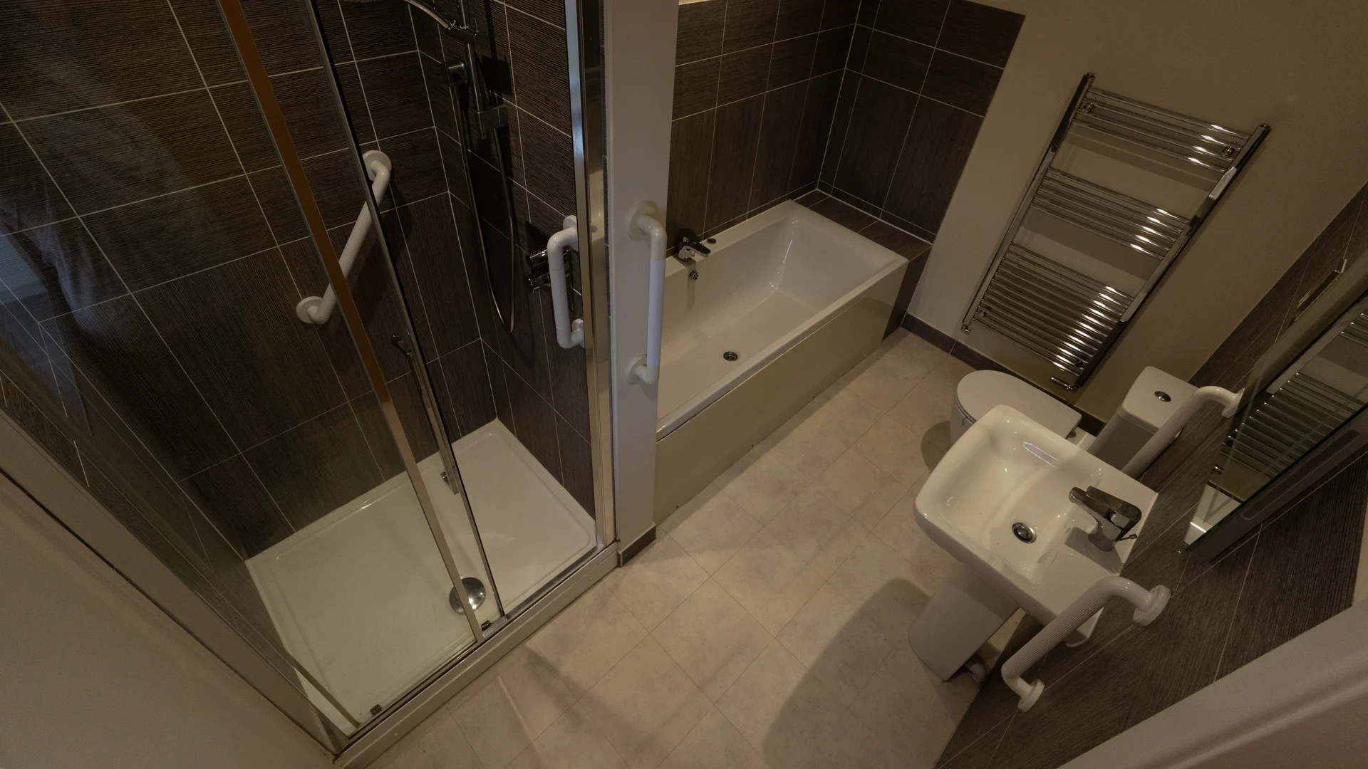 Photo of Charlotte's bathroom before installation by the Age Care Bathrooms team.