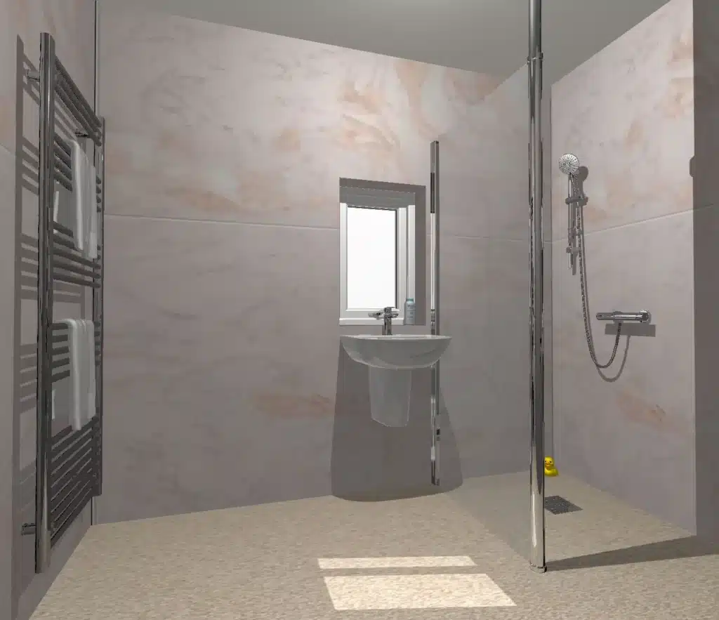 Paul's 3D design of his new proposed accessible wet room.