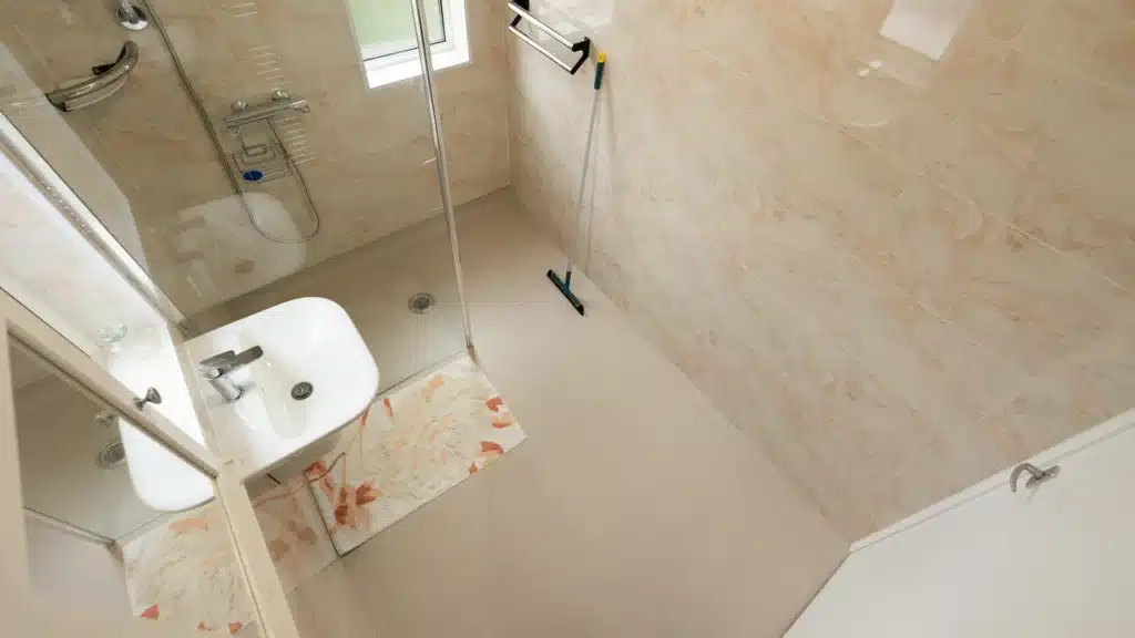 Overview angle of Paul's new accessible wet room built around his needs.
