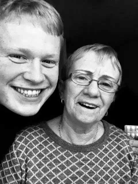 Sam, the founder of Age Care Bathrooms, with his grandma Barbara